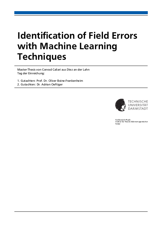 Master thesis title page of Conrad Caliari