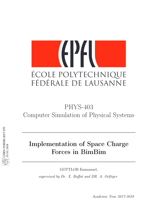 Semester project title page of Emmanuel Gottlob