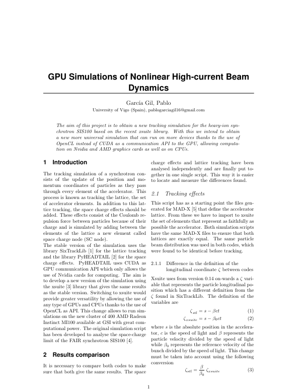 GSI summer student programme report title page by Pablo García Gil